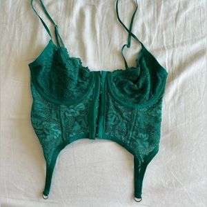 Beginning boutique “Beckster” green garter corset top